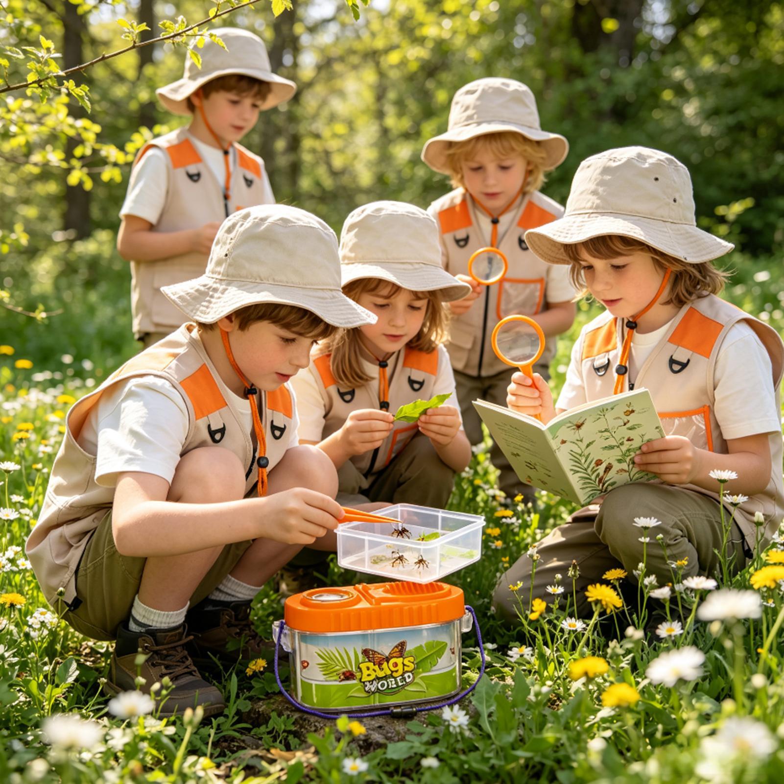 Outdoor Adventure Kit For Kids - Kinderavontuurset met vergrootglas, lichtgewicht wetenschapset, natuurvliegenvanger-kampeerset