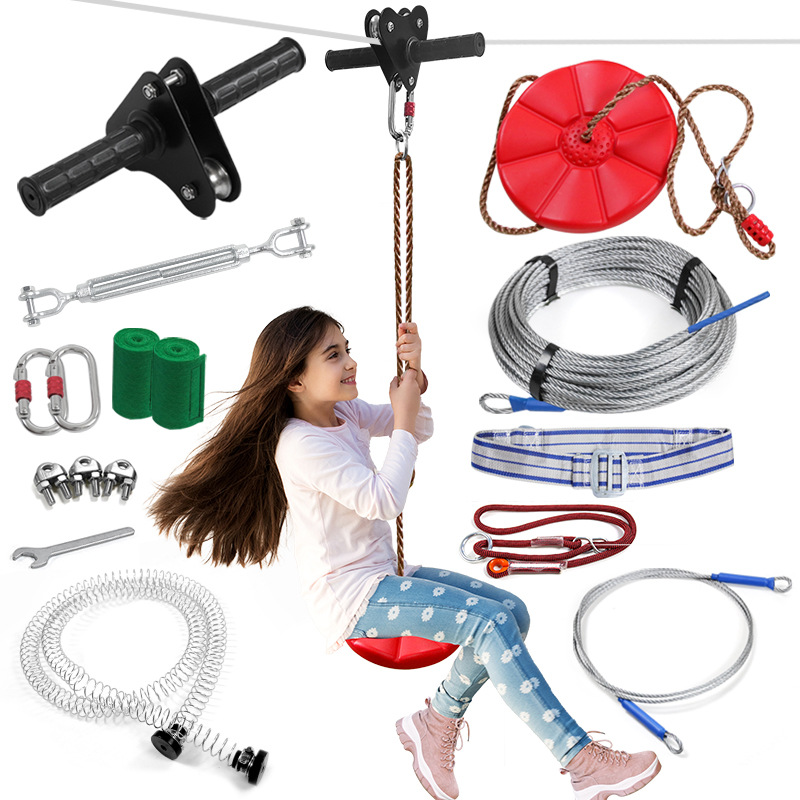 Outdoor Adventure Kit For Kids - Zipline-set, buitenpark-zipline-trolleyset voor kinderen, speeltuin-schommelavontuur, zipline-uitrusting
