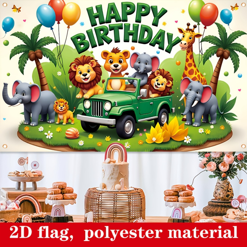 Outdoor Adventure Birthday Party - 1 stuk, 2D plat, Jungle Adventure