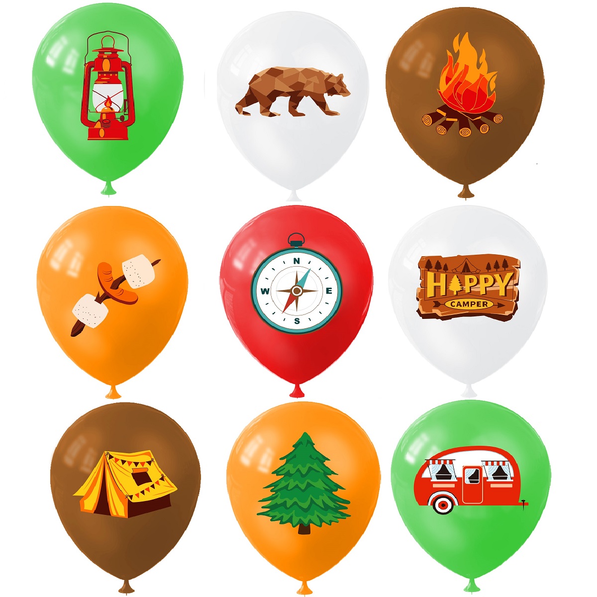 9-delige Happy Camping Ballon, - Outdoor Adventure Birthday Party recensie en prijs